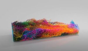 colorful fluid particles in blender