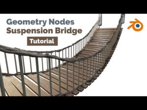 Rope bridge using geometry nodes in Blender