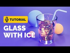 glass and ice in blender